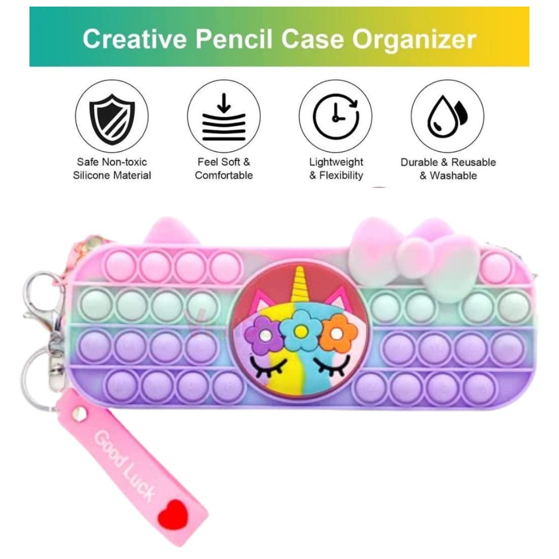 1pc Large Capacity Silicone Pencil Case, Stress Relief Stationery Box