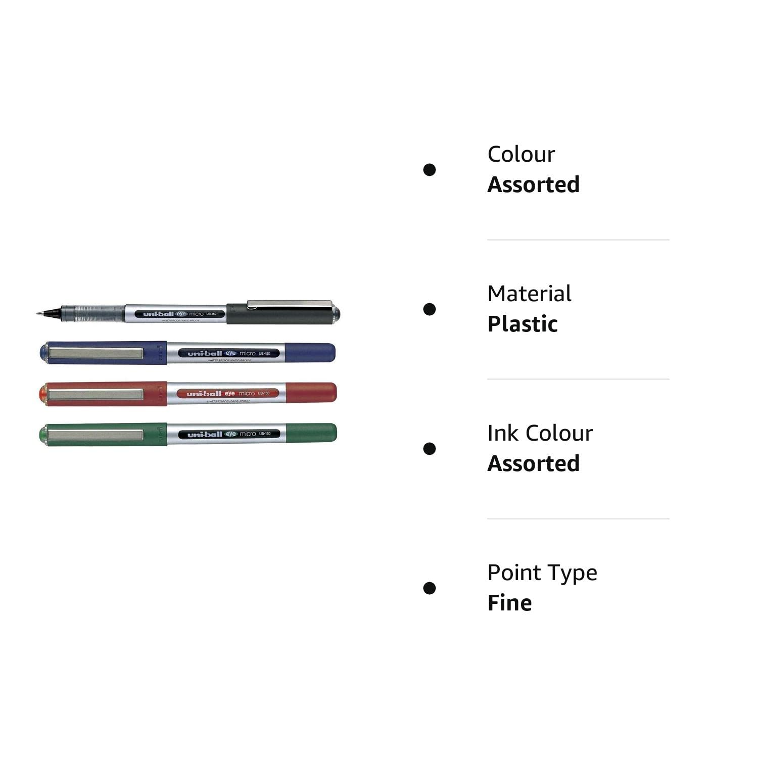 Uniball Eye UB150 Roller Pen Black Blue Red Green Each Colour 3 Pen (Pack  Of 12) Buy Online